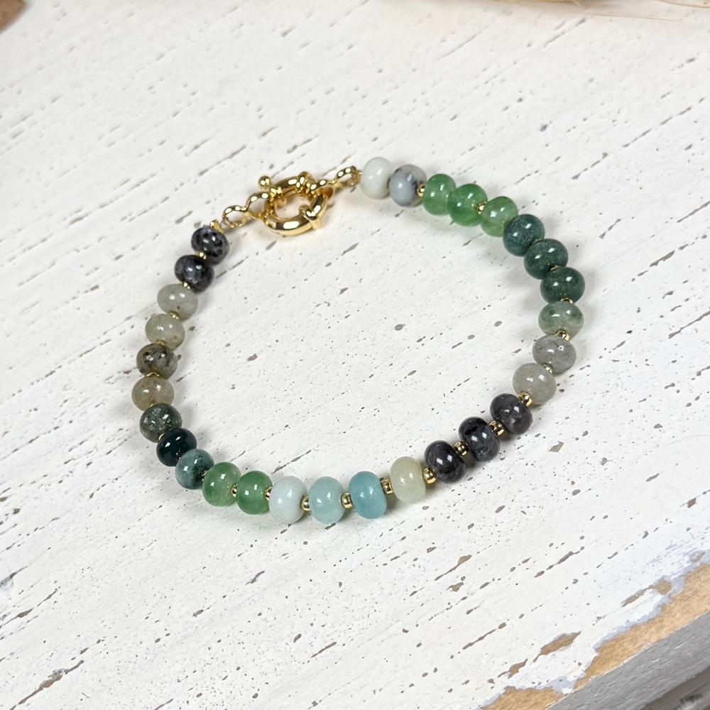 Green Gradient Gemstone Bead Bracelet